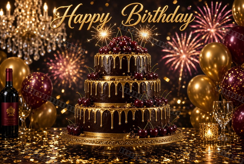 Chocolate & Gold Elegance — Birthday Dream — watermarked preview