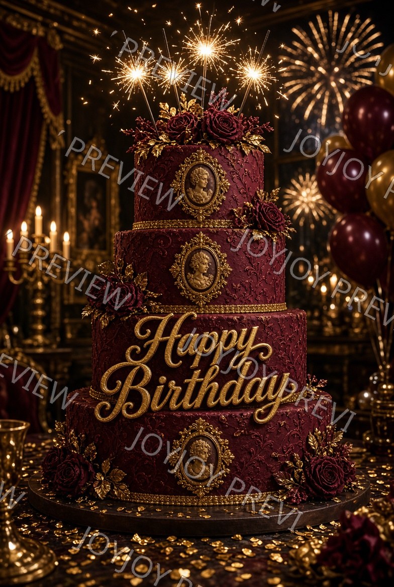 Chocolate & Gold Birthday Splendor — watermarked preview