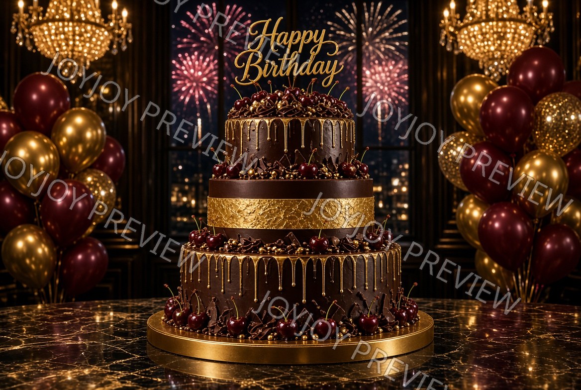 Midnight Art Deco Birthday Glow — Celebration — watermarked preview