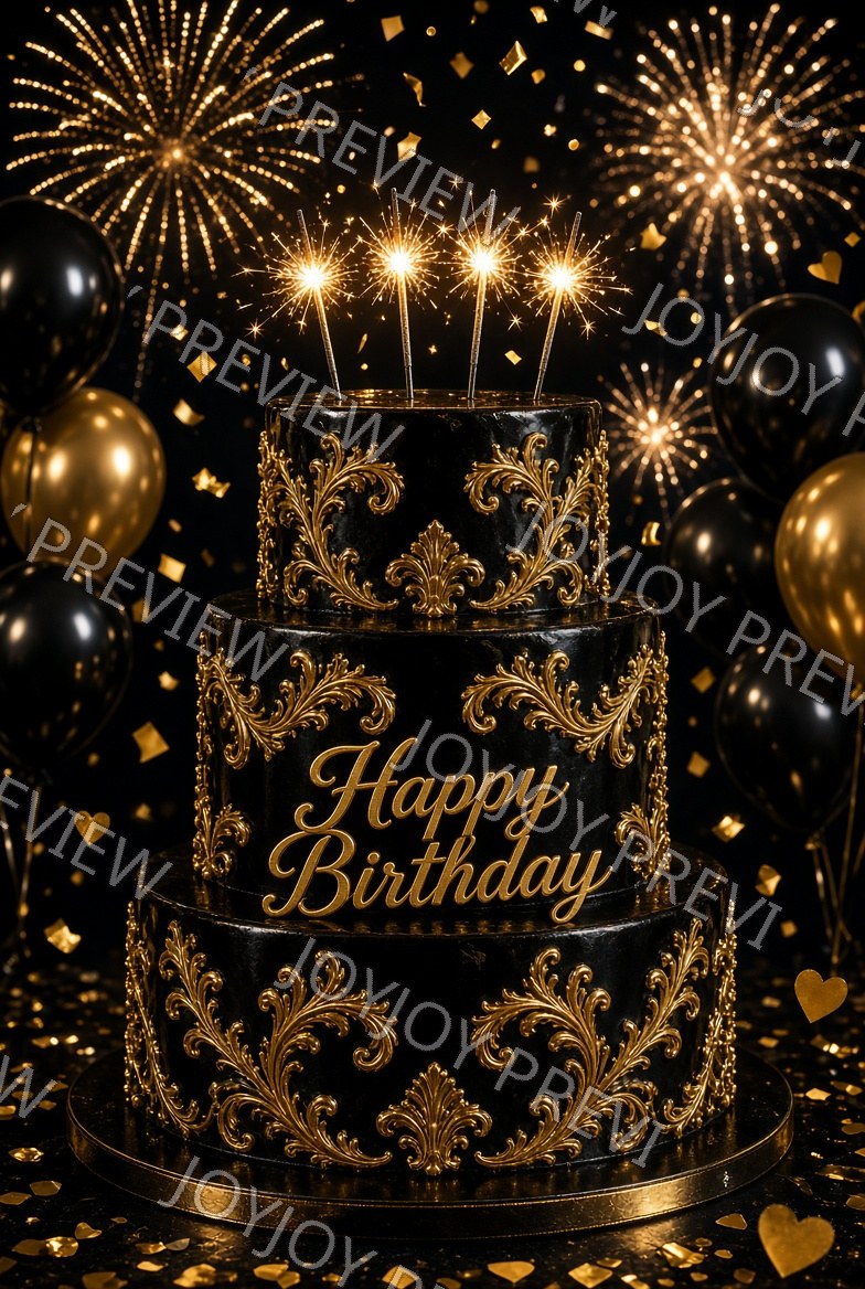 Chocolate & Gold Birthday Wish — watermarked preview