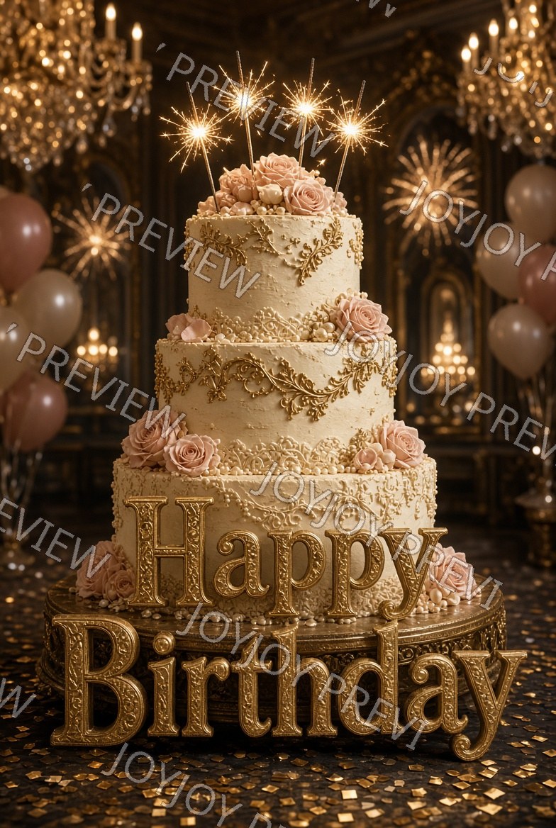 Champagne Birthday Splendor — watermarked preview