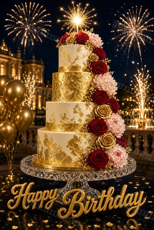 Golden Floral Birthday Charm — Birthday Dream — watermarked preview
