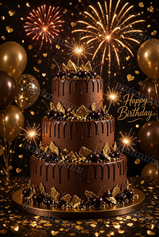 Chocolate & Gold Birthday Wish — Birthday Dream — watermarked preview