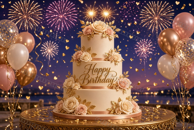 Golden Floral Birthday Sparkle — Celebration — watermarked preview