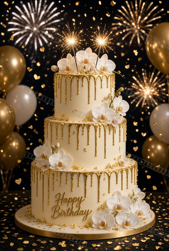 Golden Floral Birthday Glow — Birthday Dream — watermarked preview