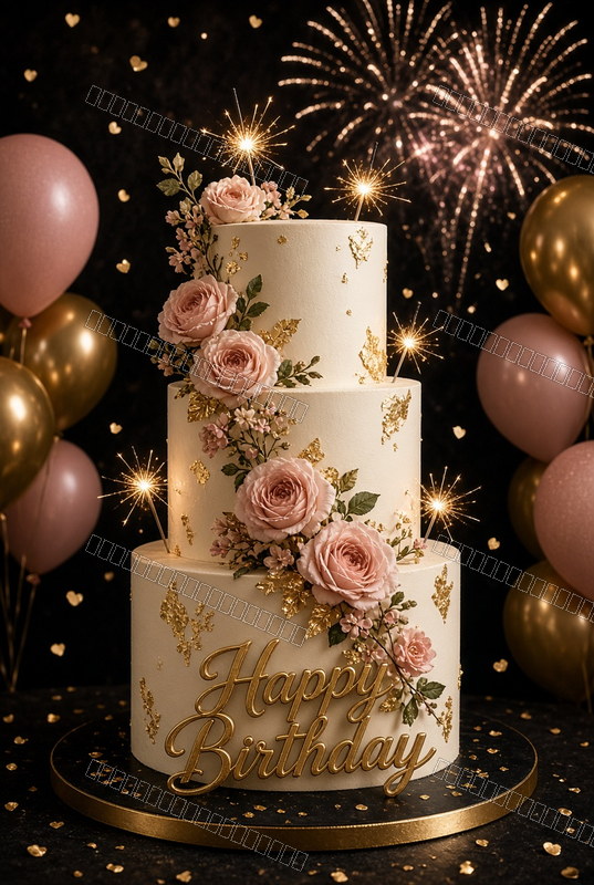 Golden Floral Grand Celebration — Birthday Dream — watermarked preview