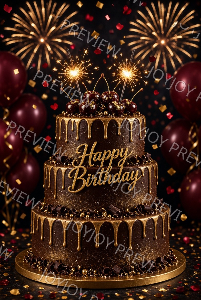 Champagne Birthday Sparkle — watermarked preview