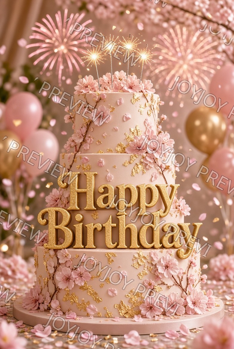 Floral Birthday Sparkle — watermarked preview