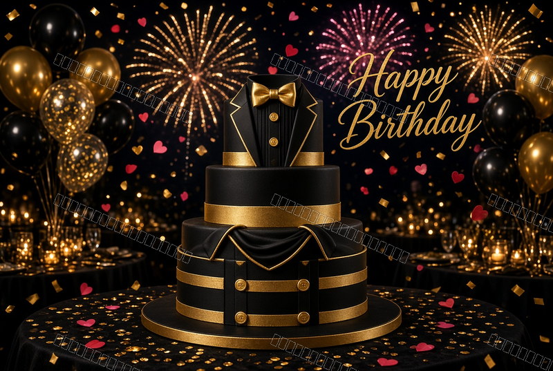 Midnight Art Deco Birthday Delight — Celebration — watermarked preview