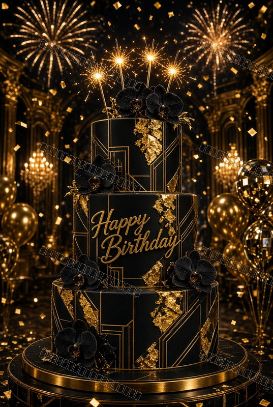 Midnight Art Deco Jubilee — Birthday Dream — watermarked preview