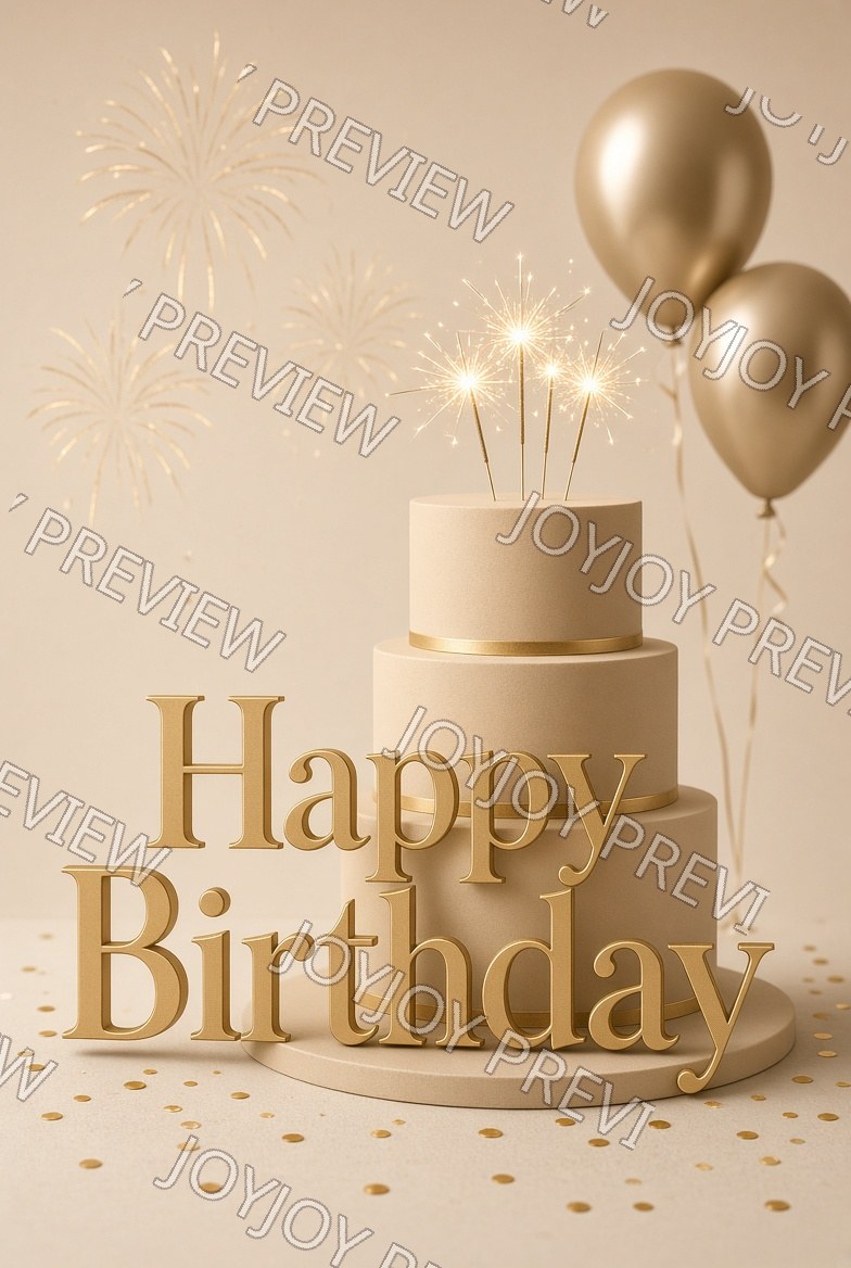 Golden Floral Birthday Glow — Celebration — watermarked preview