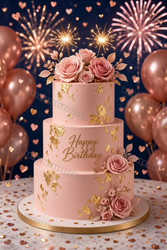 Golden Floral Birthday Sparkle — Birthday Dream — watermarked preview