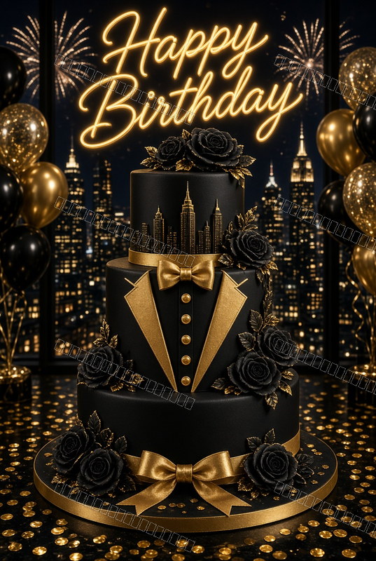 Midnight Art Deco Birthday Glow — Birthday Dream — watermarked preview