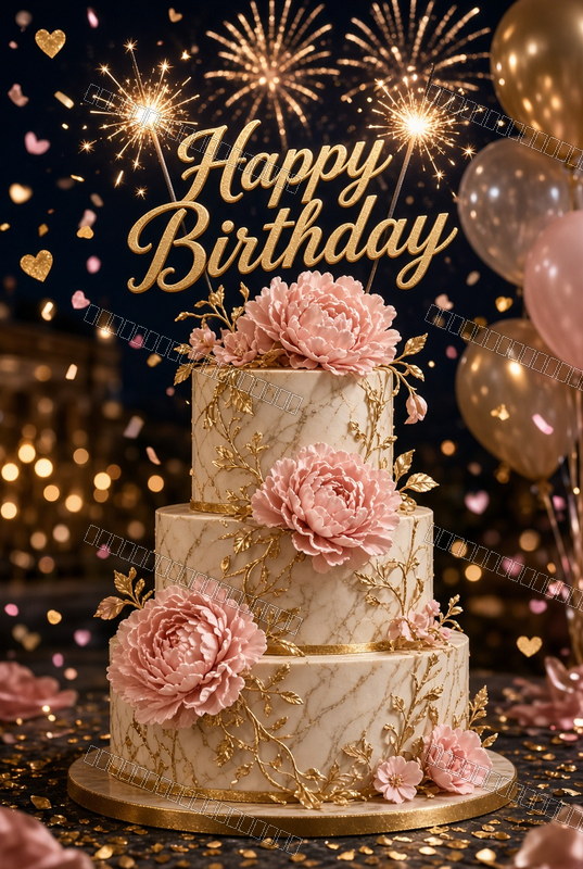 Golden Floral Elegance — Birthday Dream — watermarked preview