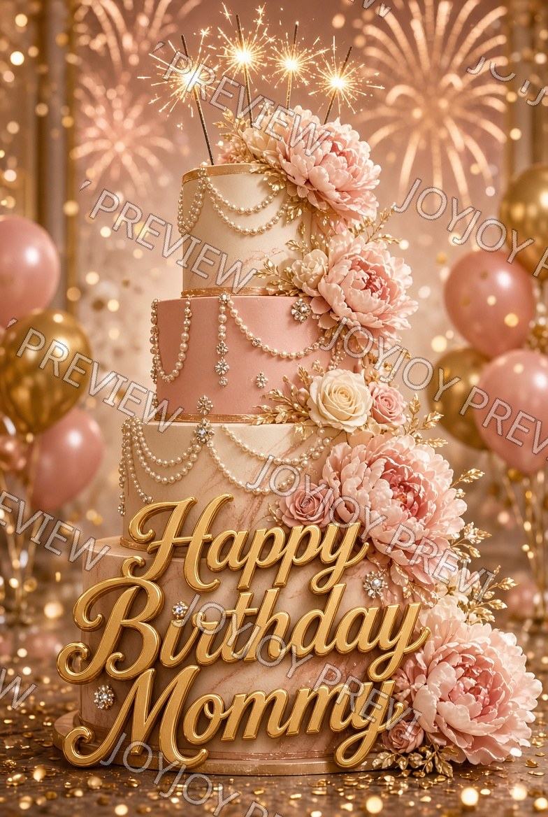 Golden Floral Birthday Magic — watermarked preview