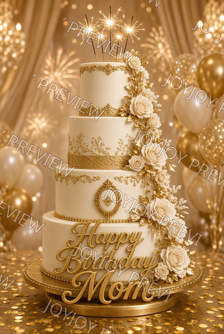 Golden Floral Birthday Dream — watermarked preview