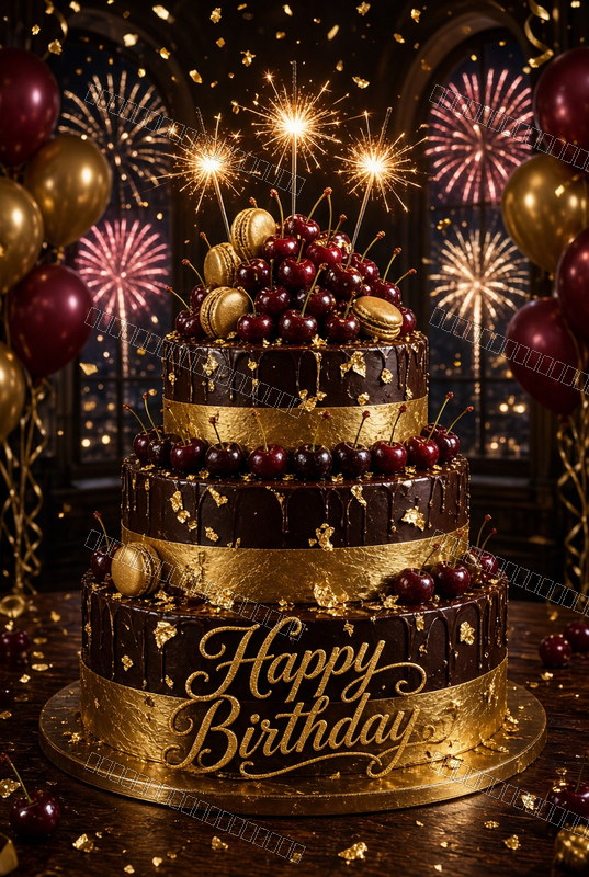 Chocolate & Gold Birthday Sparkle — Birthday Dream — watermarked preview
