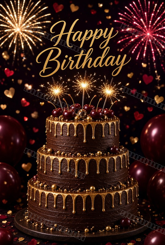Chocolate & Gold Birthday Glow — Birthday Dream — watermarked preview