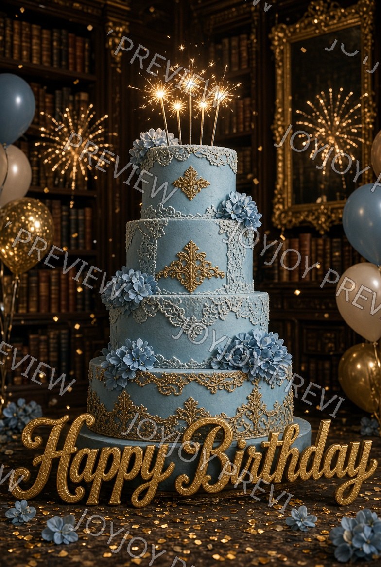 Champagne Birthday Glow — watermarked preview