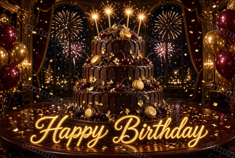 Chocolate & Gold Birthday Charm — Celebration — watermarked preview