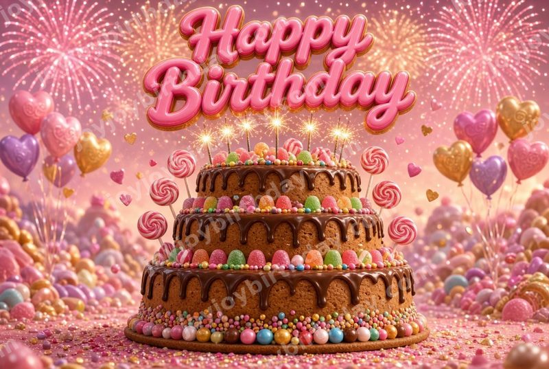 Pink Firework Birthday Celebration — watermarked preview