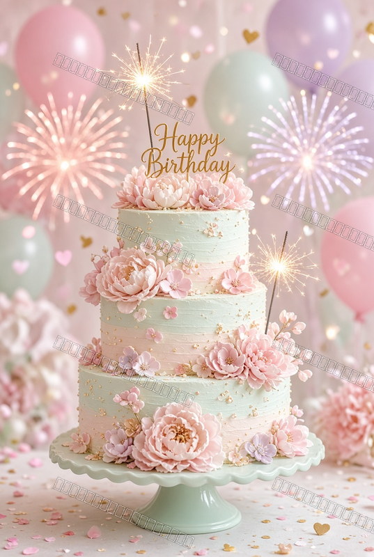 Golden Floral Birthday Wish — Birthday Dream — watermarked preview