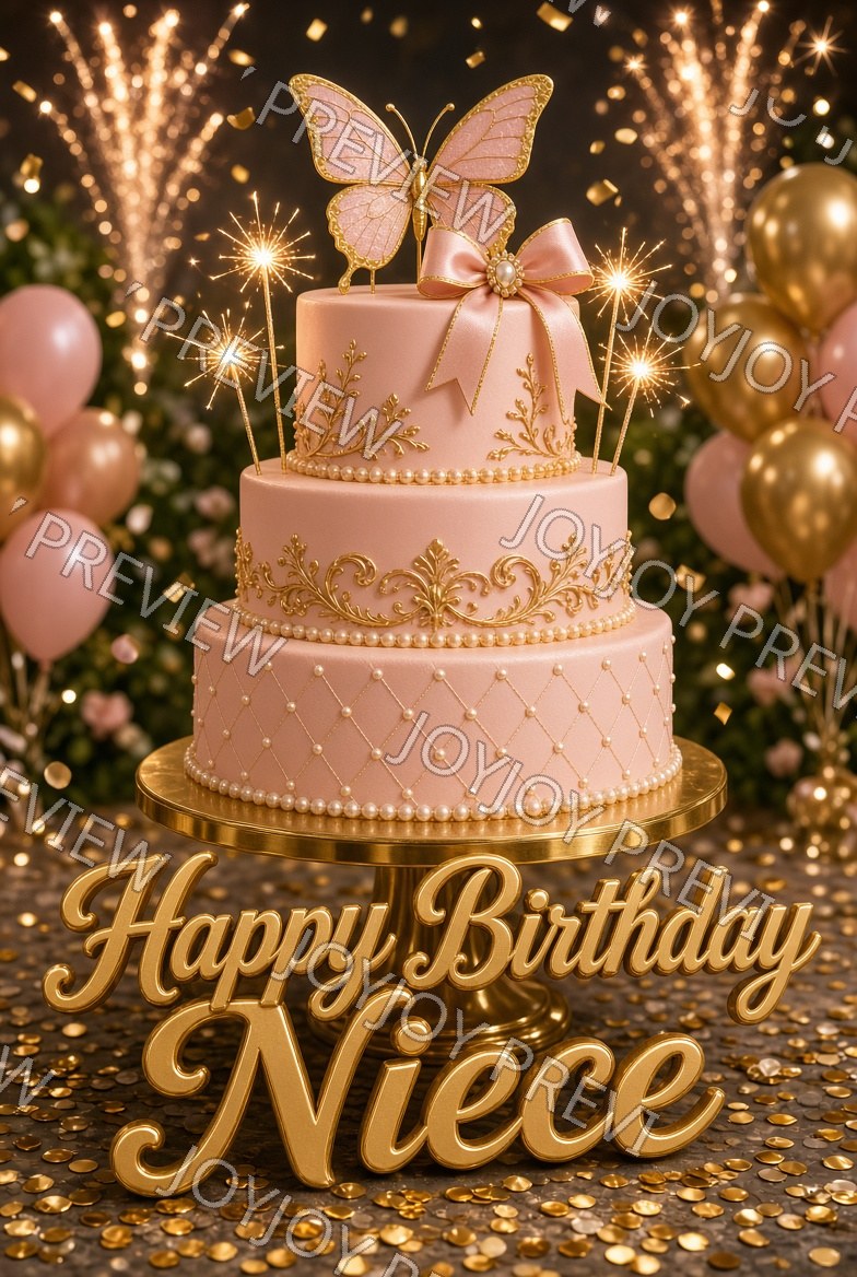 Golden Floral Birthday Magic — Celebration — watermarked preview