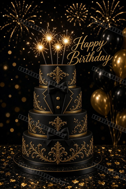 Midnight Art Deco Birthday Charm — Celebration — watermarked preview