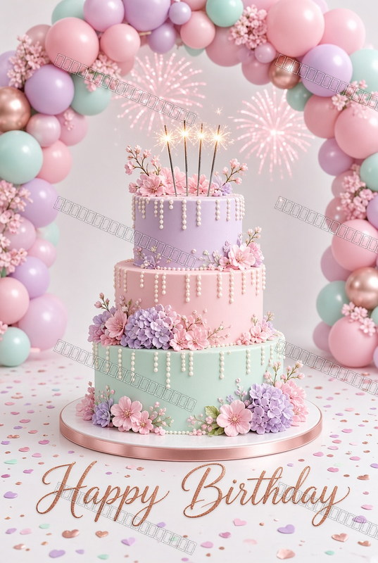 Golden Floral Birthday Wonder — Birthday Dream — watermarked preview