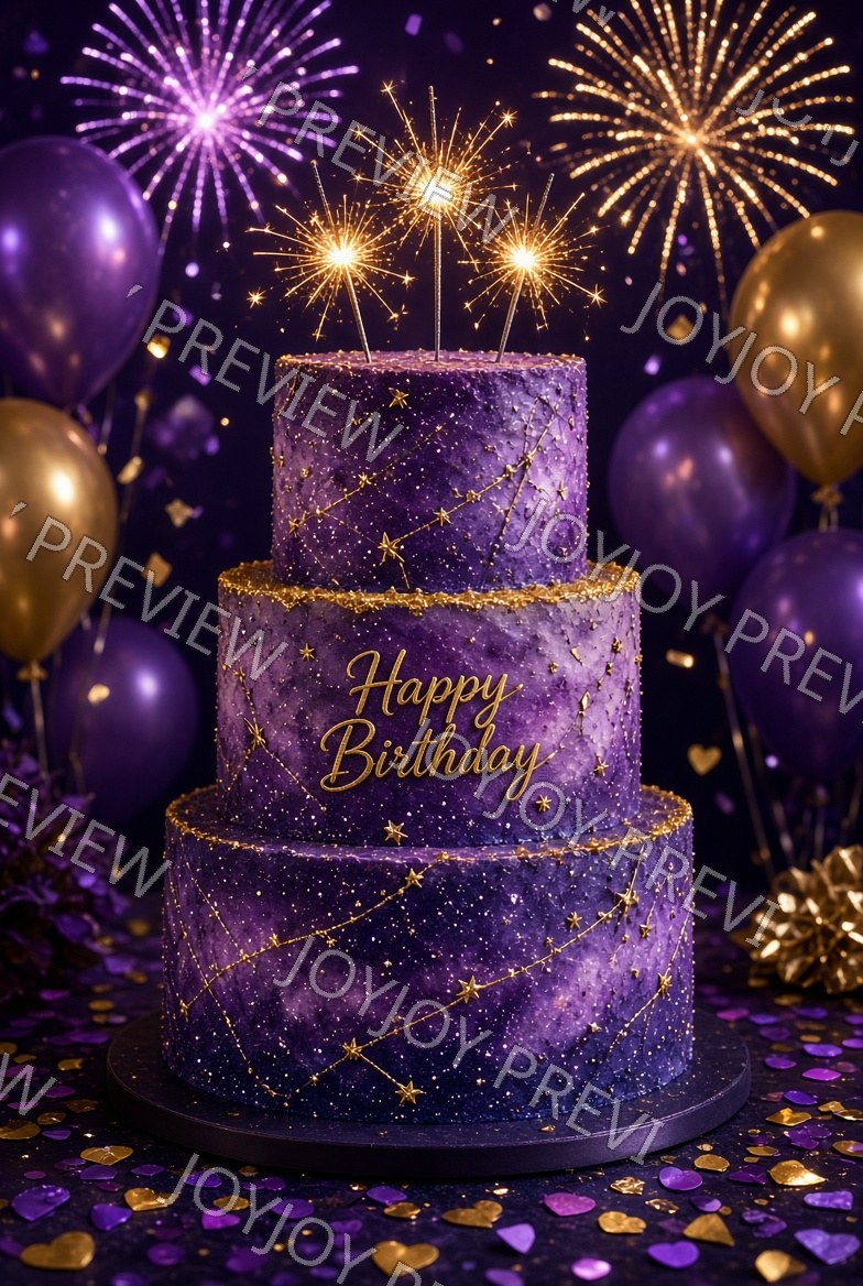 Galaxy Birthday Splendor — watermarked preview