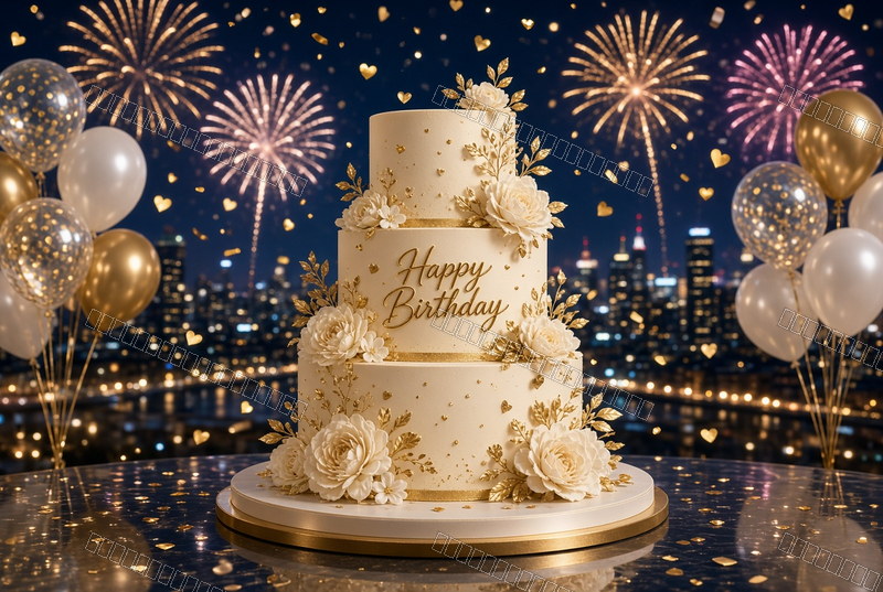 Golden Floral Birthday Delight — Celebration — watermarked preview