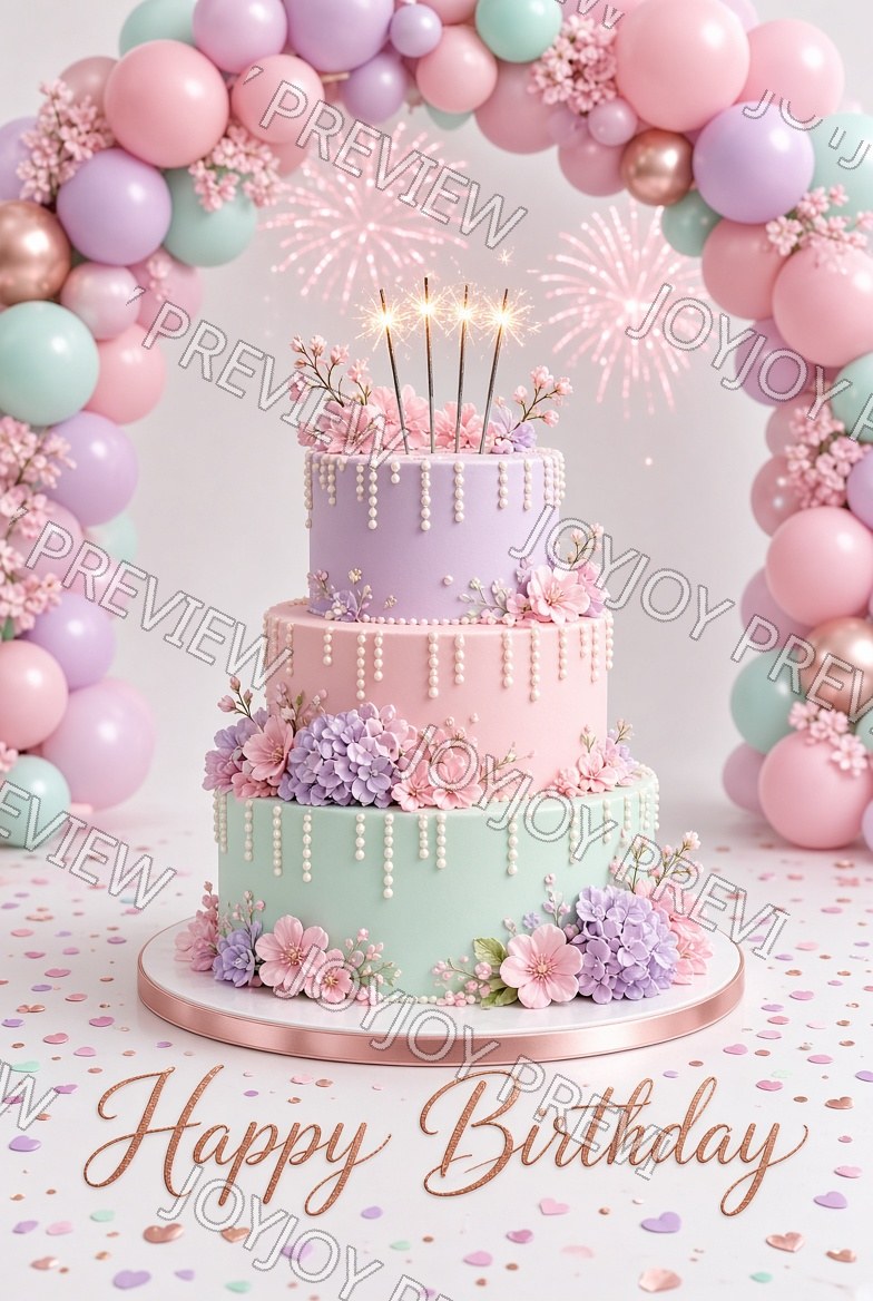 Golden Floral Birthday Glow — watermarked preview