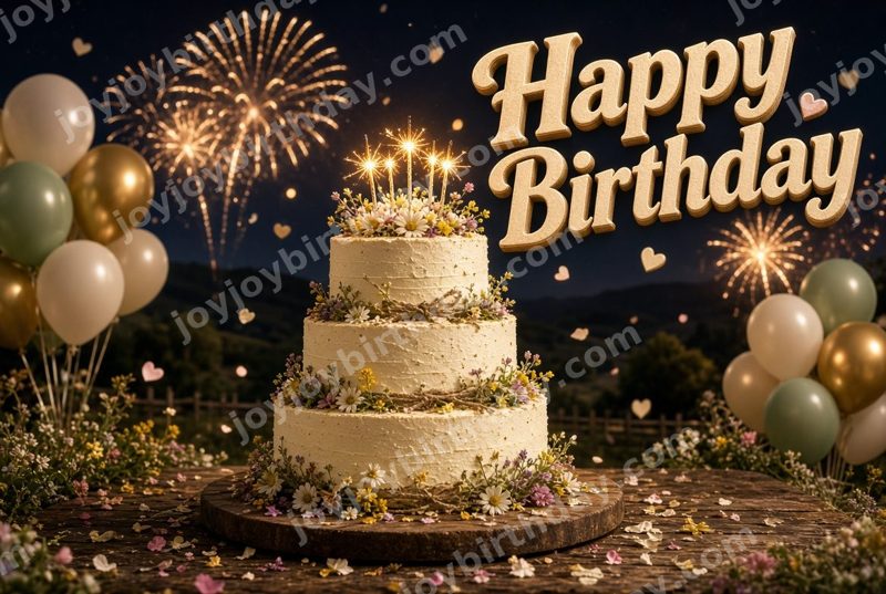 Golden Floral Birthday Dream — watermarked preview