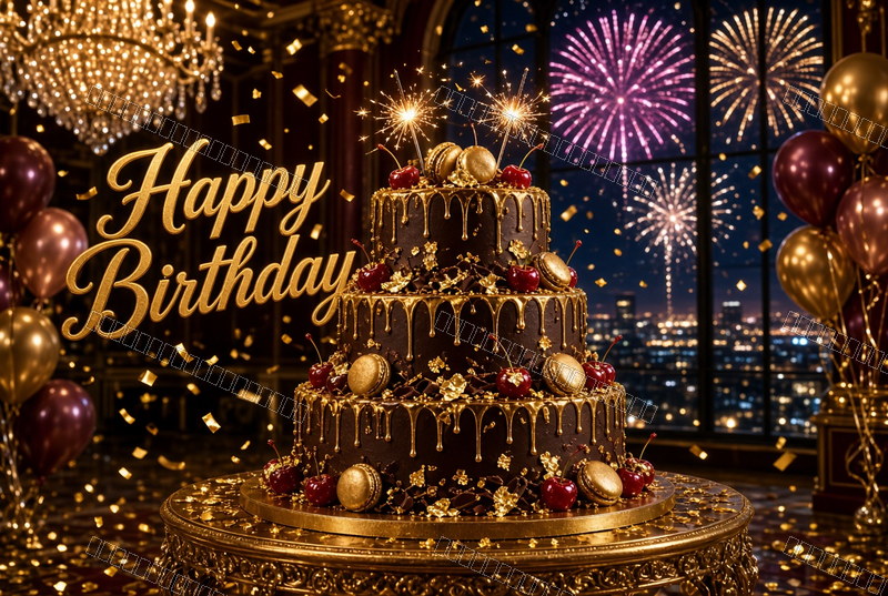 Chocolate & Gold Birthday Splendor — Celebration — watermarked preview