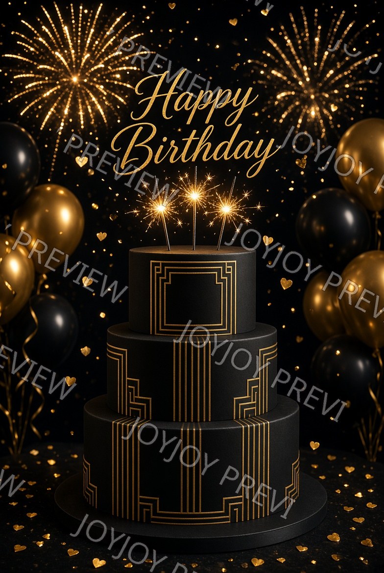 Chocolate & Gold Birthday Glow — watermarked preview