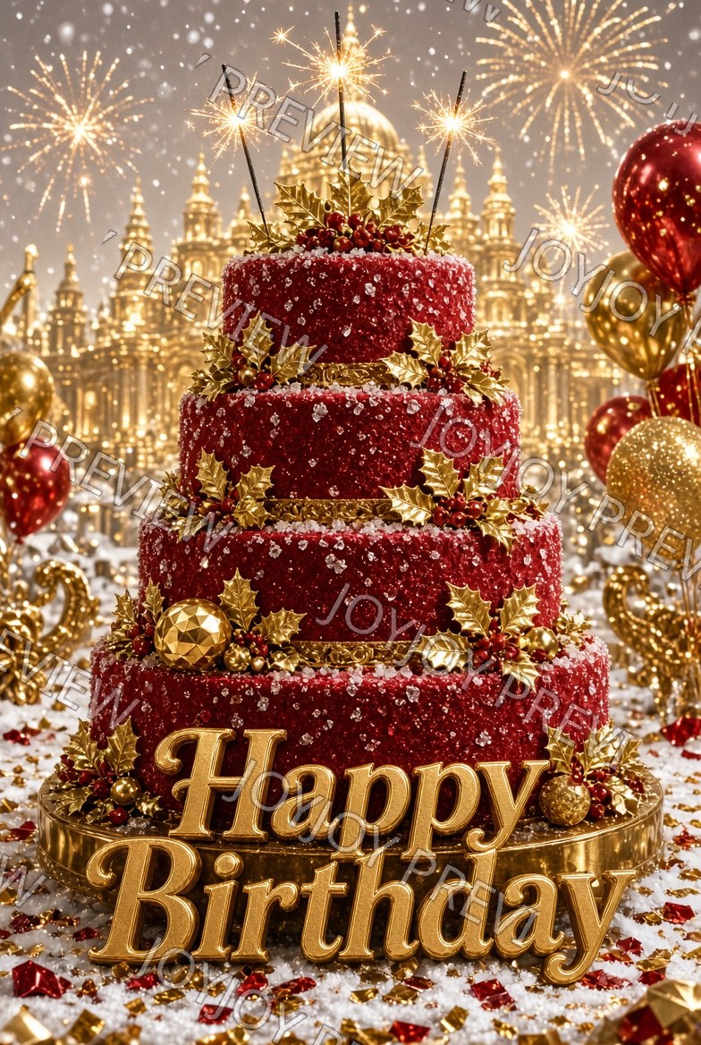 Golden Floral Birthday Delight — watermarked preview