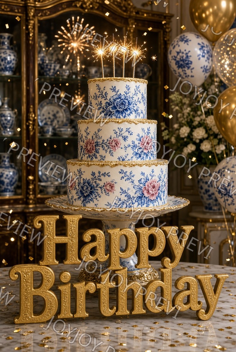 Chocolate & Gold Birthday Sparkle — watermarked preview