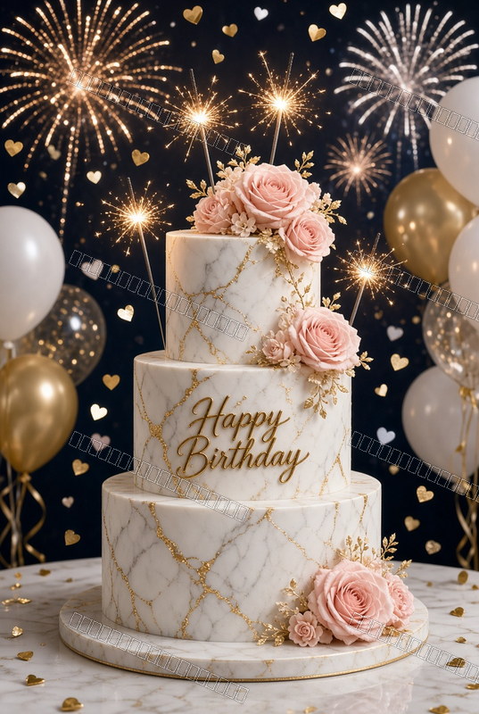 Golden Floral Celebration Bloom — Birthday Dream — watermarked preview