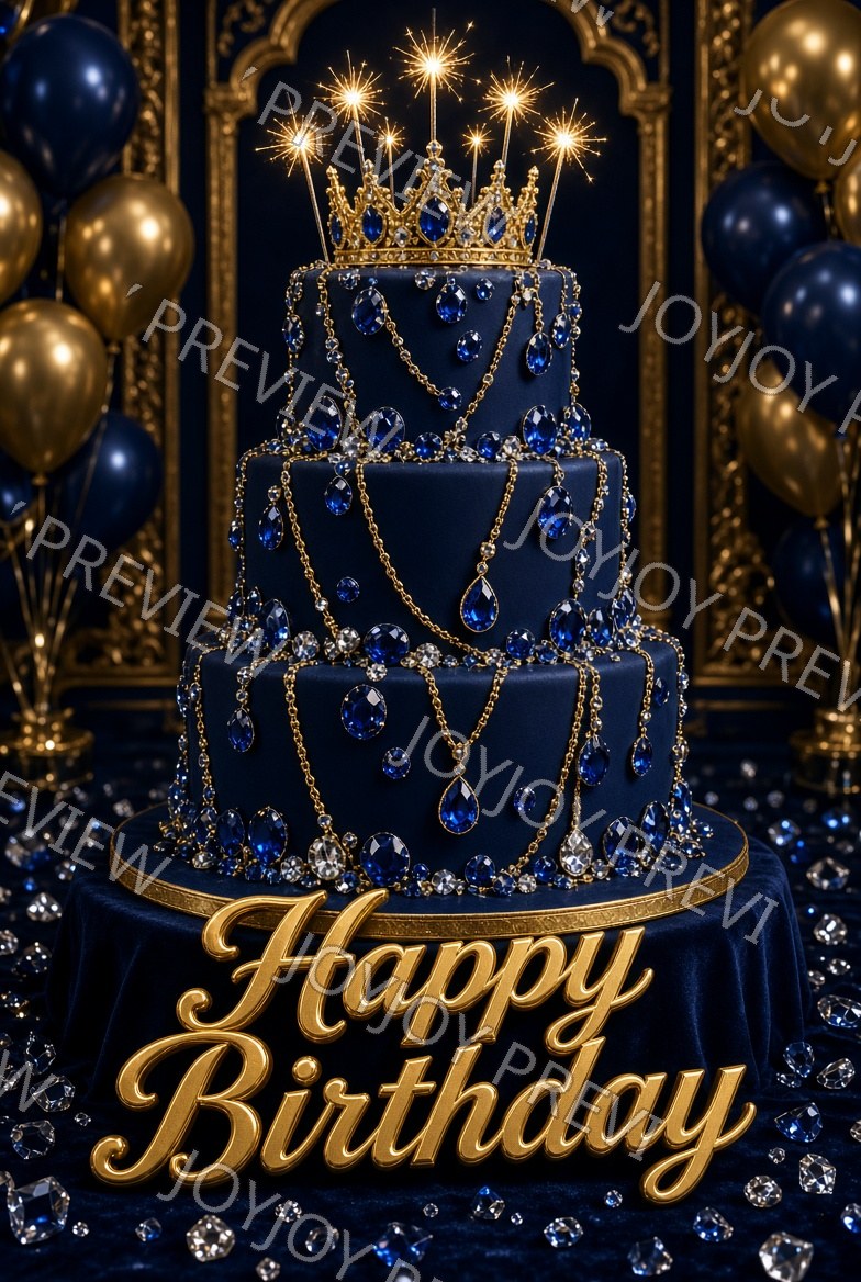 Midnight Art Deco Birthday Splendor — watermarked preview
