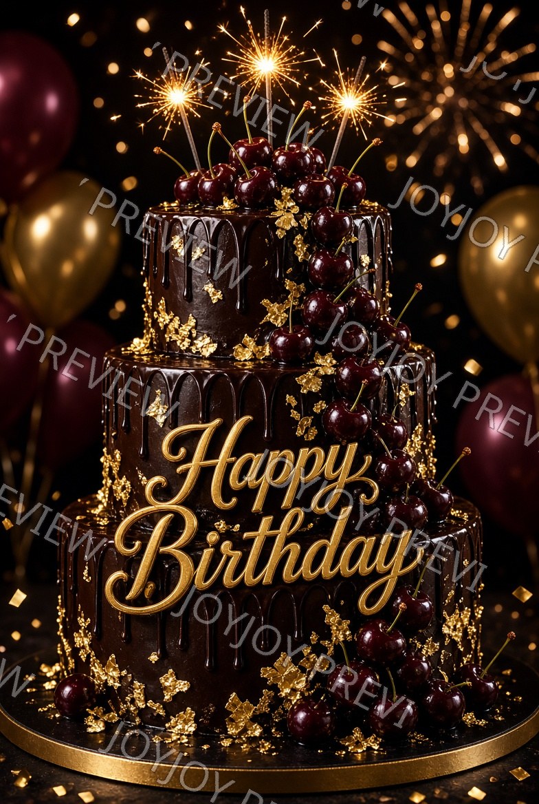 Chocolate & Gold Birthday Wonder — watermarked preview