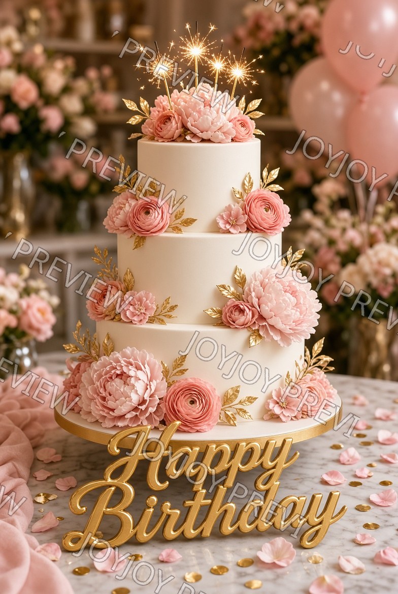 Floral Birthday Charm — watermarked preview
