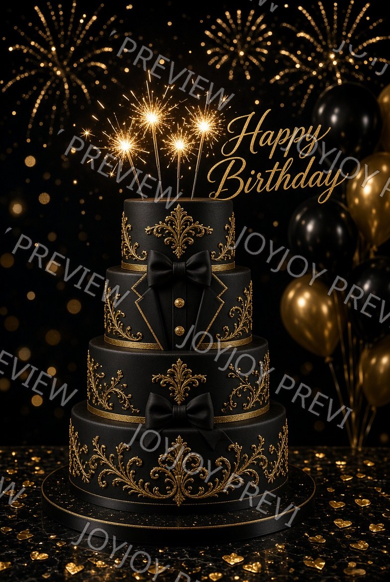 Midnight Art Deco Celebration Bloom — Celebration — watermarked preview