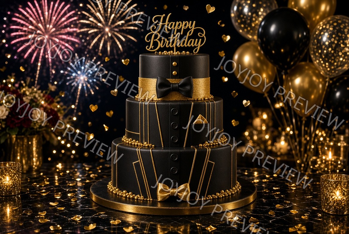 Midnight Art Deco Birthday Magic — watermarked preview